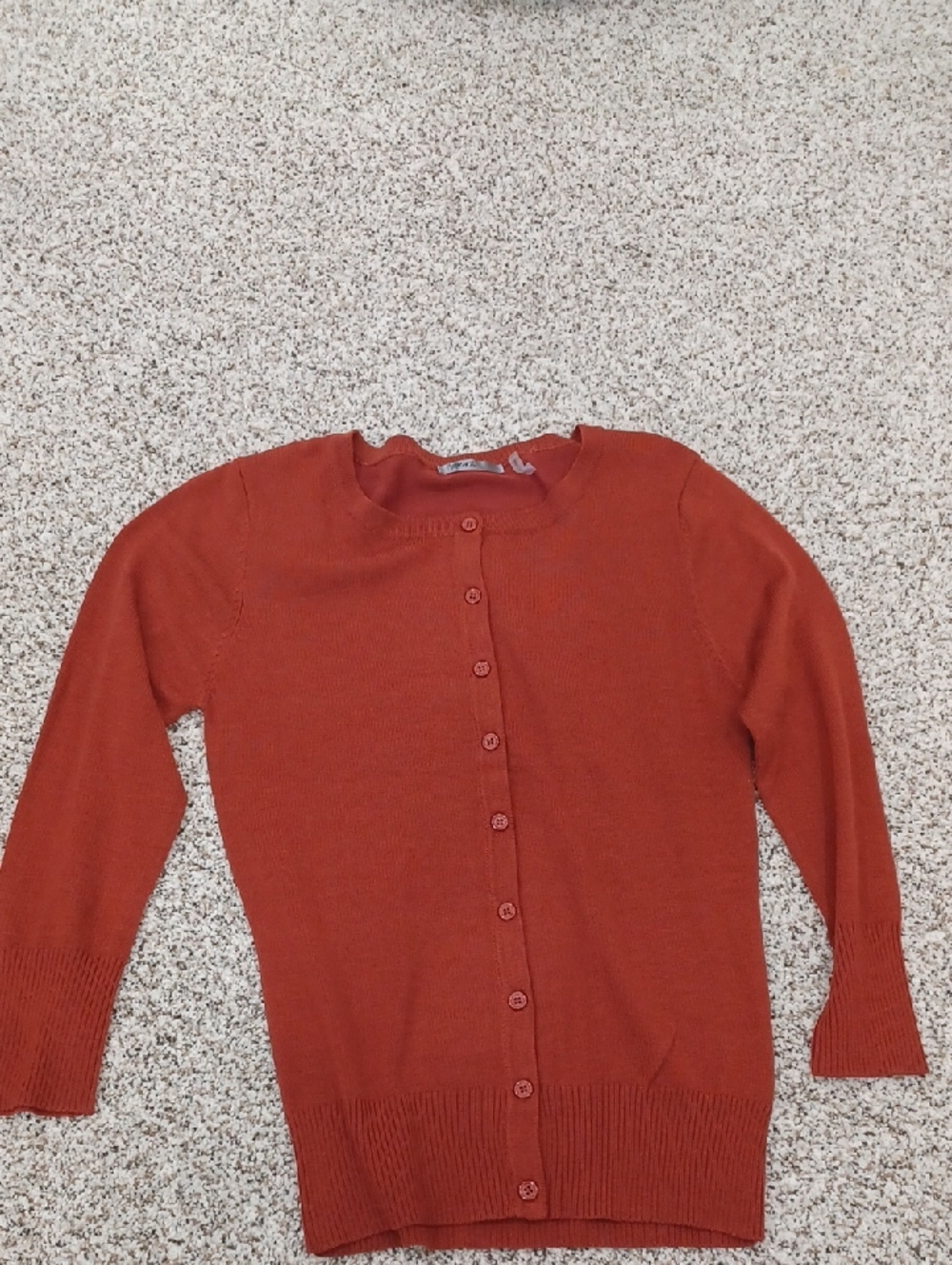 MAK Classic Women's Rust 3/4 Sleeve Button-Up Cardigan Sweater Size Small